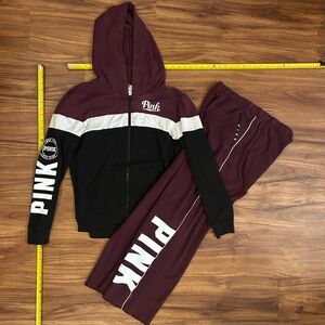 Set Victoria’s Secret Pink 2 Piece tracksuit loungewear sweatsuit hoodie pants